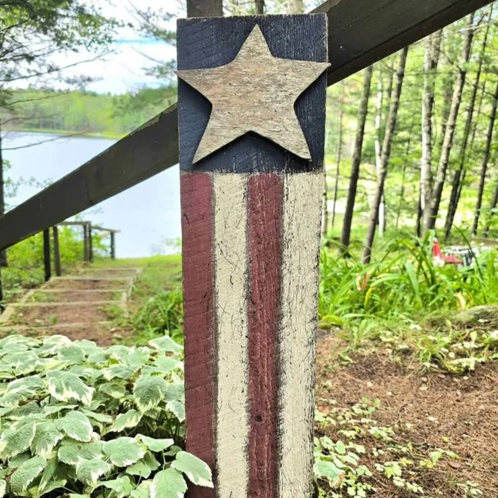 Primitive Americana United States America Wood Flag 4th of July Patriotic Decor - Picture 2 of 9